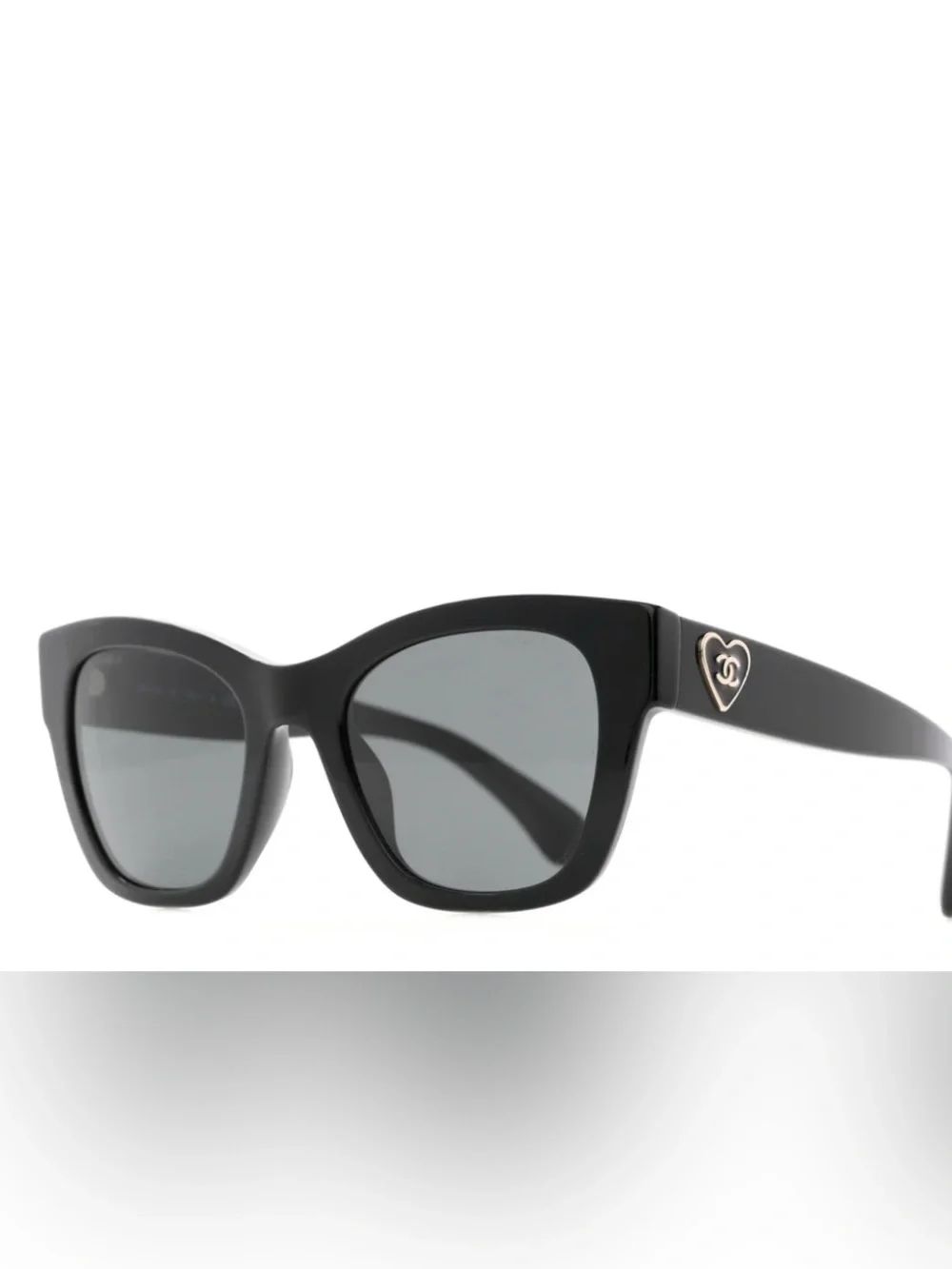 ChaneI Heart Logo Sunglasses Black with Black Lenses